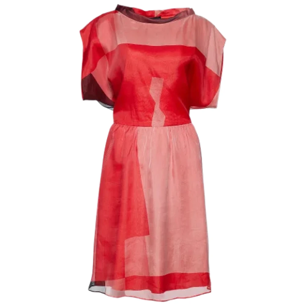 Armani Pre-owned Silk dresses Red Dames