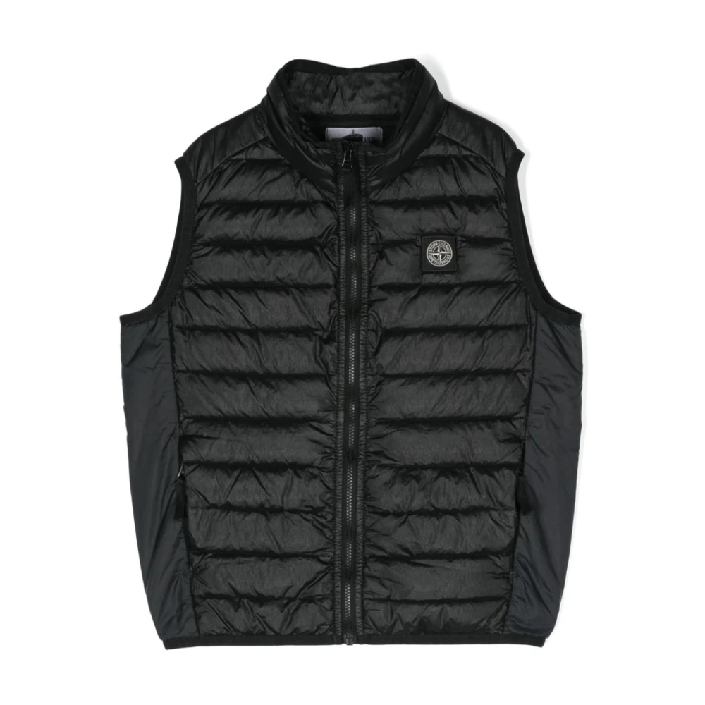 Stone Island Black Waistcoats, Male, 10 Y, Sleeveless Waistcoat