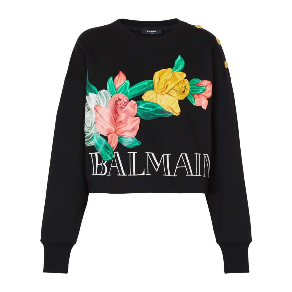 Balmain Vintage sweatshirt met rozenprint Black Dames