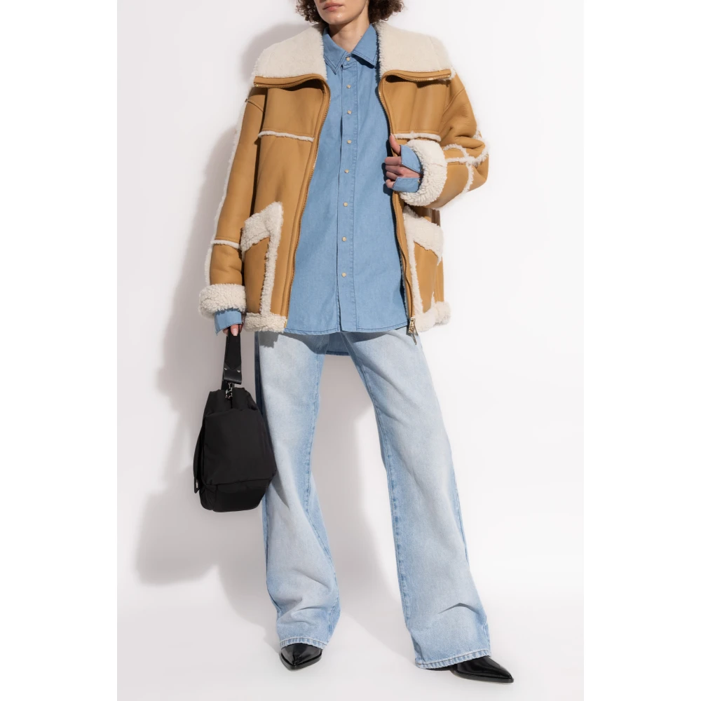 Halfboy Shearling jas met zakken Brown Dames