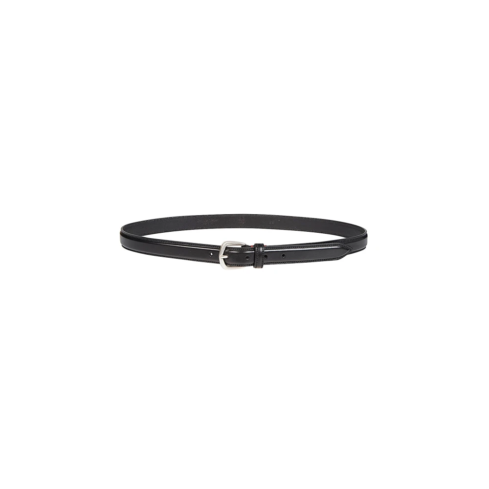 Eleventy Men's Black Belts, 105 Cm, Semi-Gloss Leather Belt With Silver Buckle