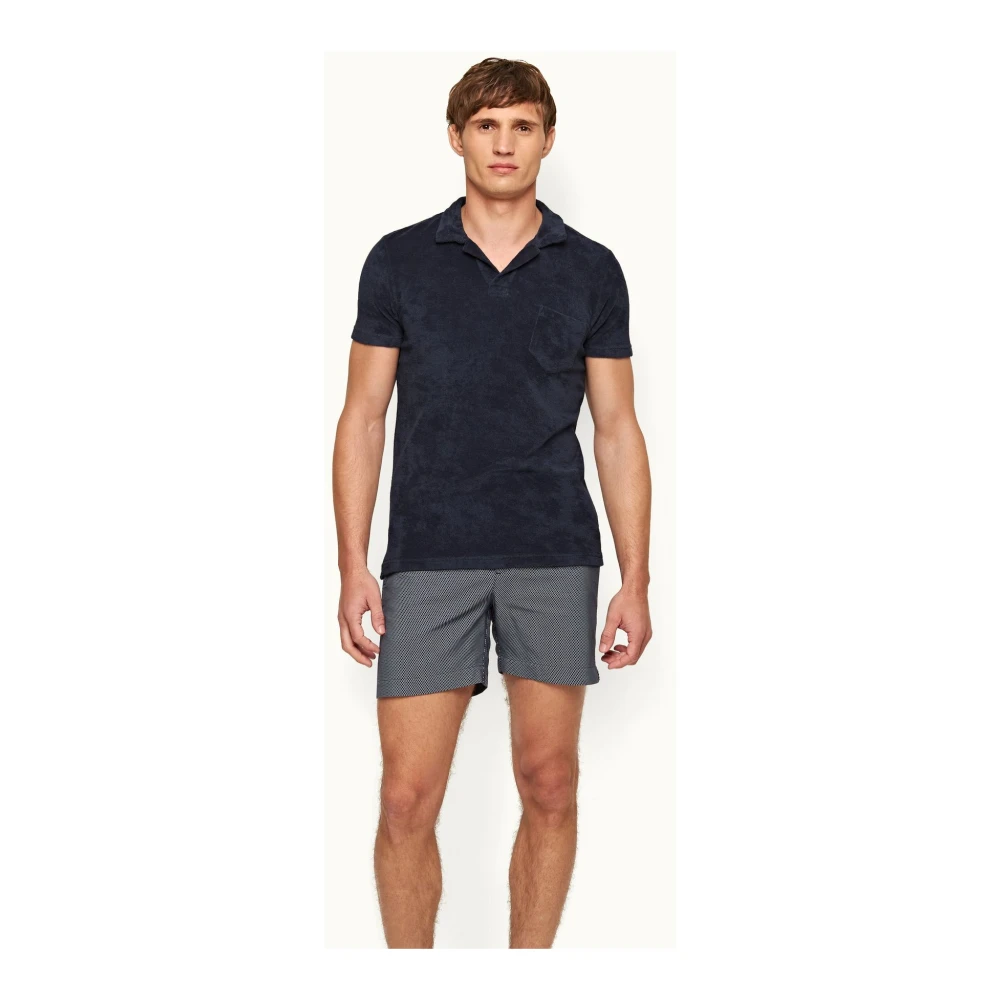 Orlebar Brown Navy Badstof Polo Shirt Blue Heren