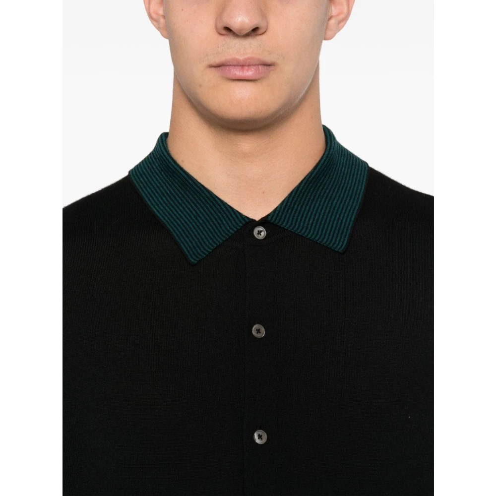 PS By Paul Smith Gestreepte Kraag Zwarte Wollen Vest Black Heren