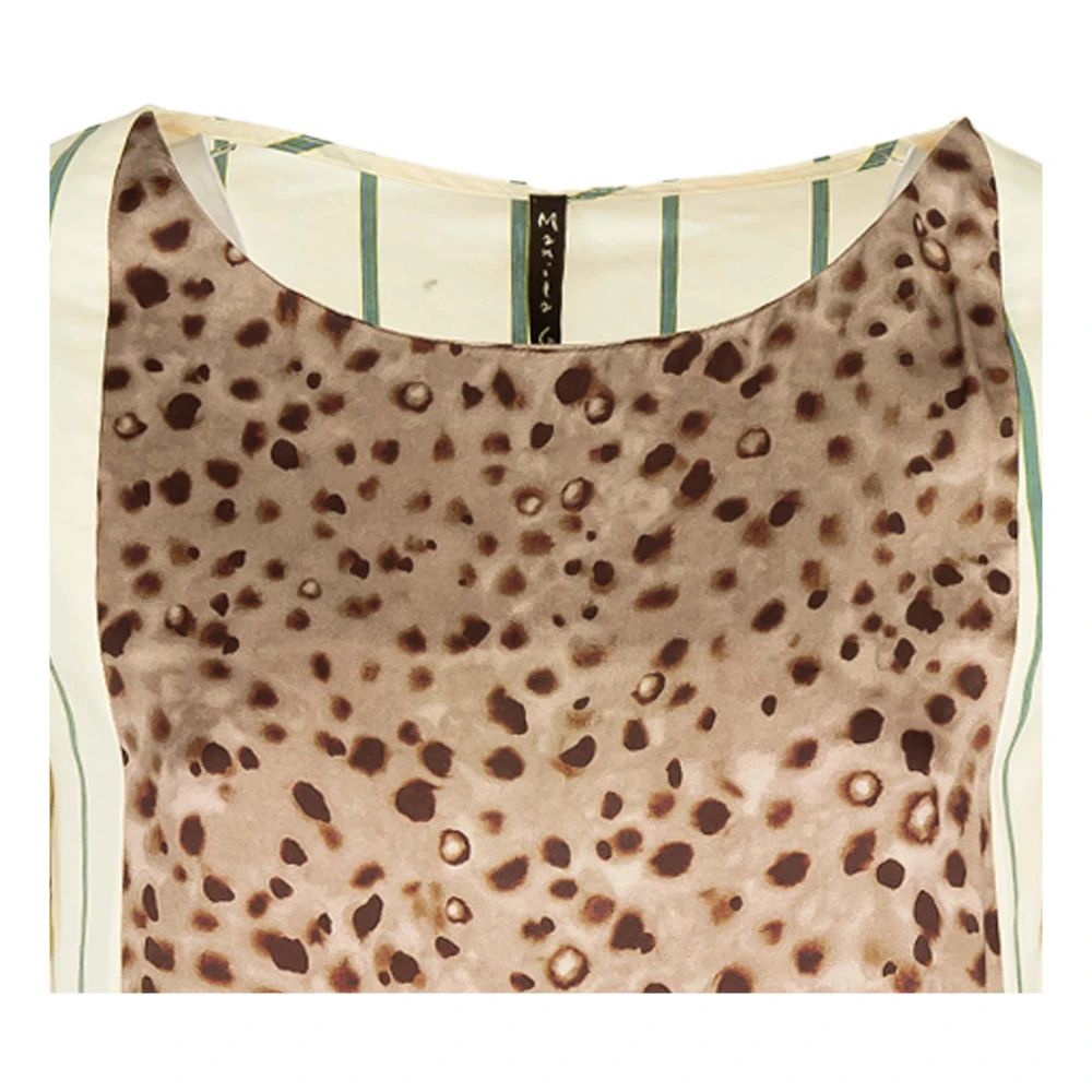 Manila Grace Groene jurk met korte mouwen Brown Dames