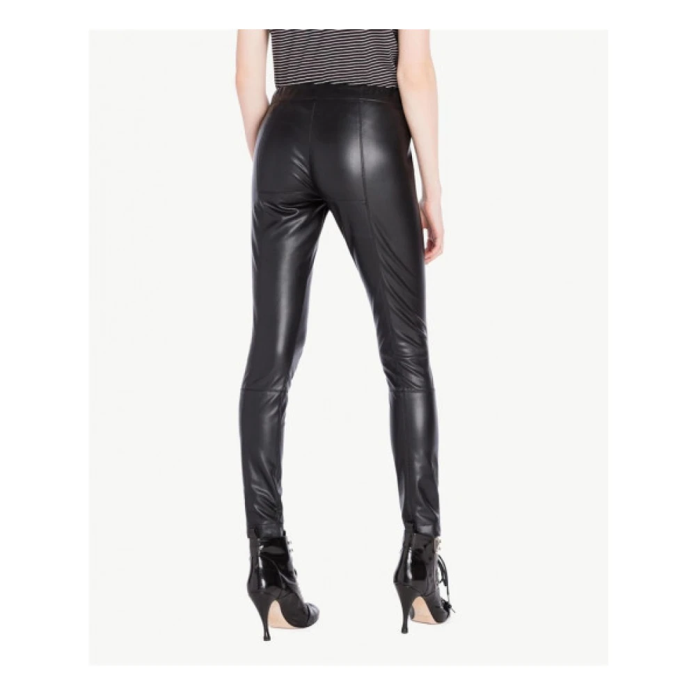 Twinset Legging van imitatieleer met Horizontale Stiksels Gray Dames