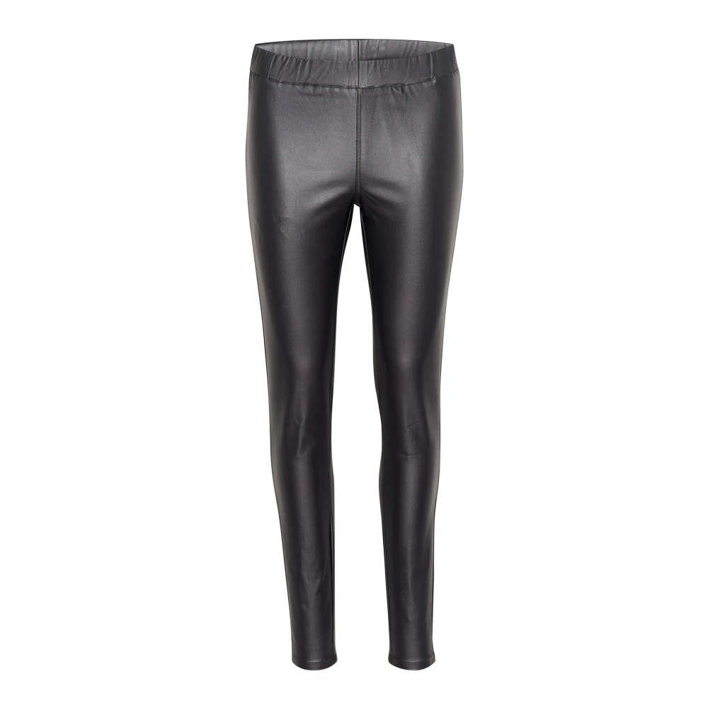Kaffe Women's Gray Coated Jeggings Trousers Black Oyster 2XL