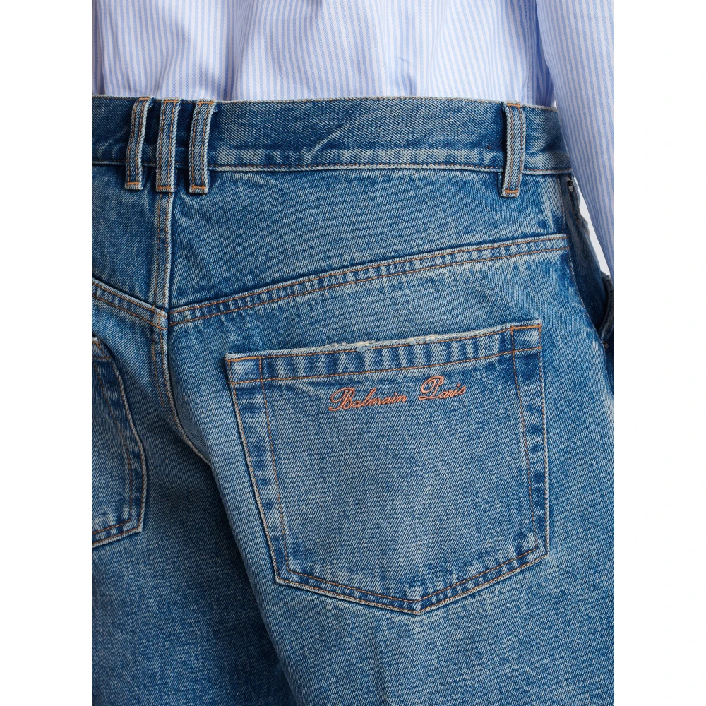 Balmain Unisex shorts in vintage Blue Wash denim Blue Heren
