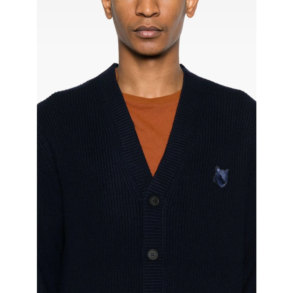 Maison Kitsuné Blauwe Trui met Vos Motief Blue Heren