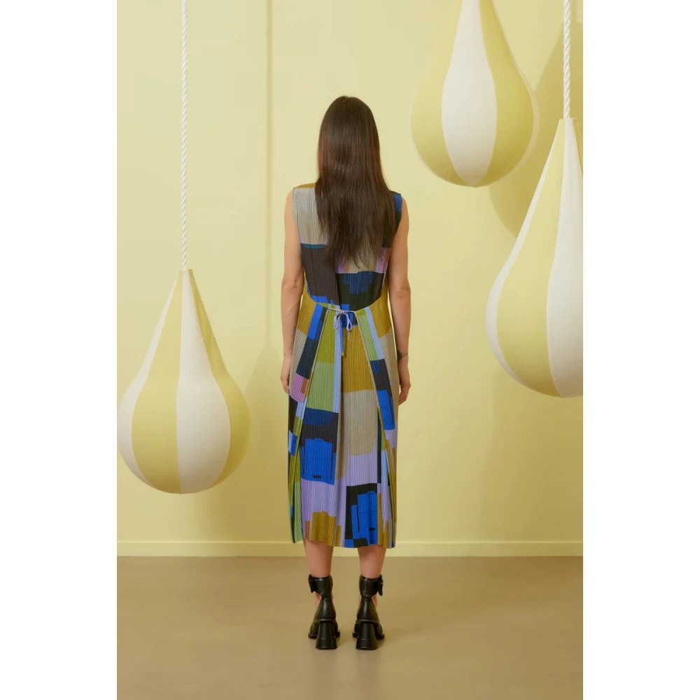 Henrik Vibskov Plisse Jurk Boxen Overlap Paars Multicolor Dames
