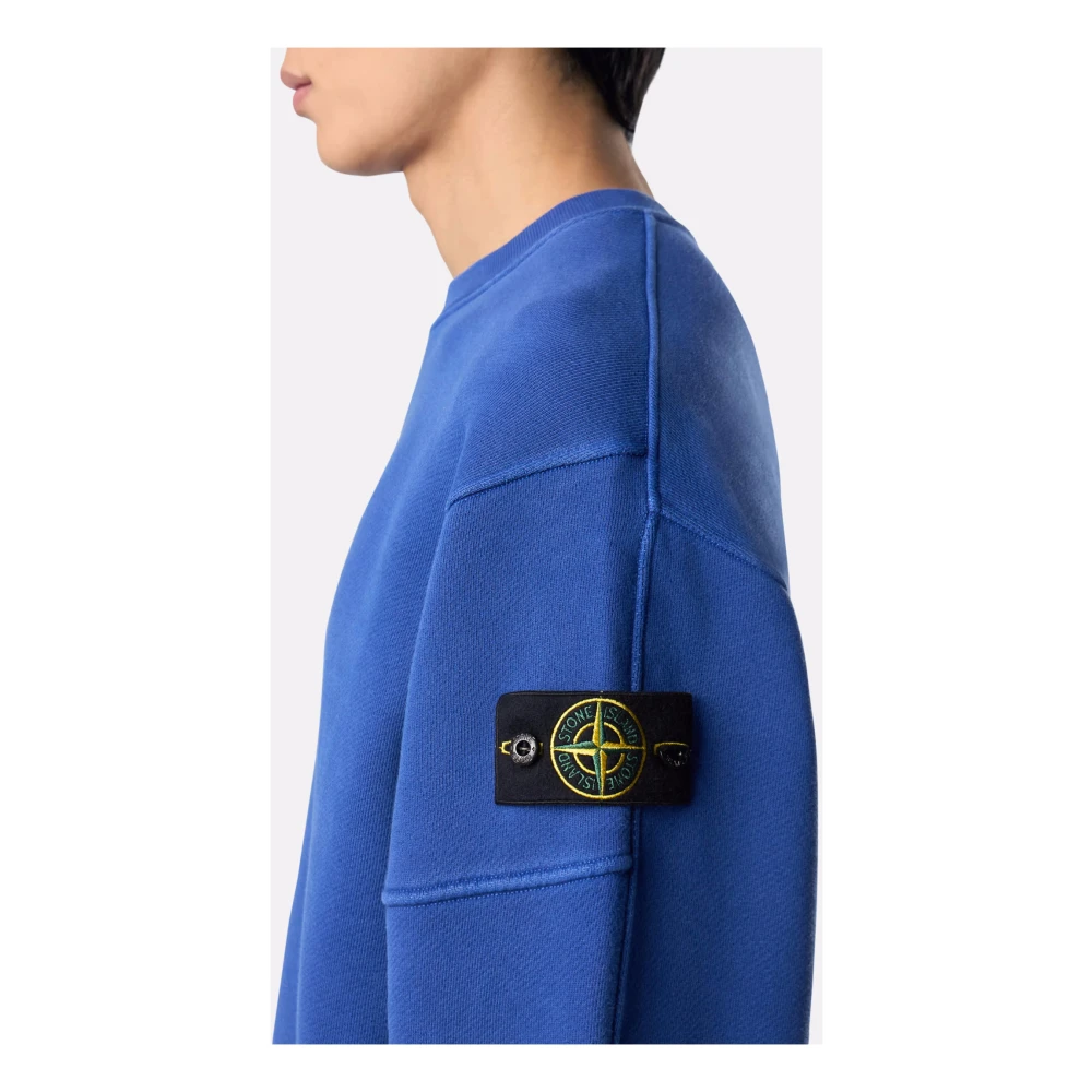 Stone Island Blauwe Ribtrui met Badge Blue Heren