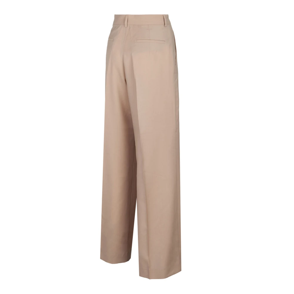 SPORTMAX Beige Wide Leg Wool Trousers Beige Dames