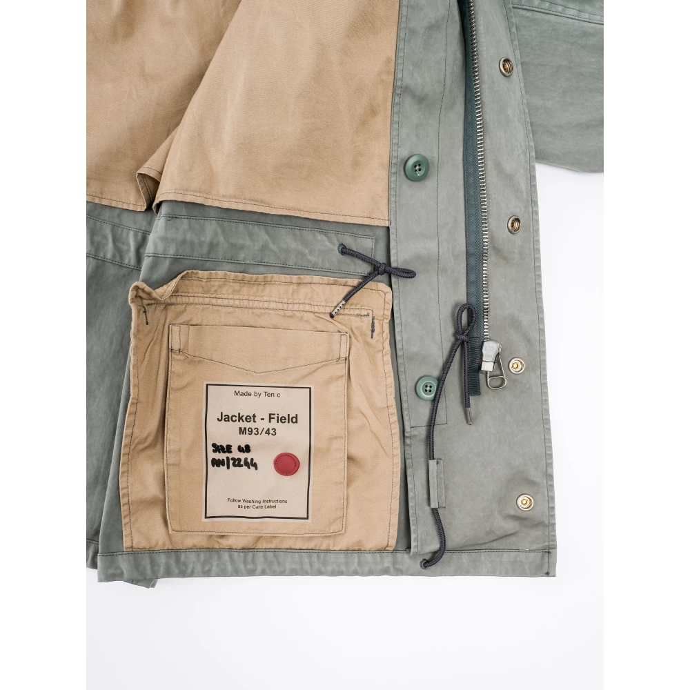 Ten C Klassieke Field Jacket met Verborgen Capuchon Green Heren