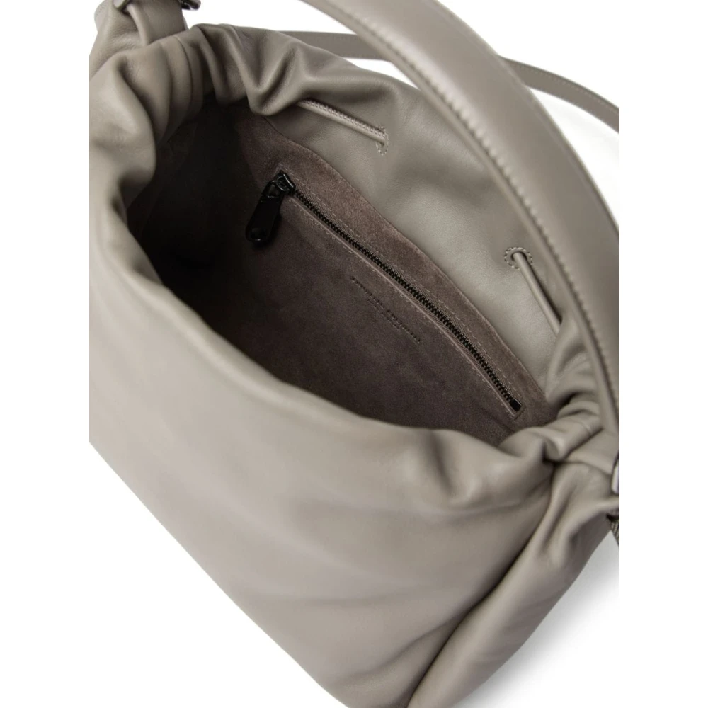 BRUNELLO CUCINELLI Grijze leren trekkoord schoudertas Gray Dames