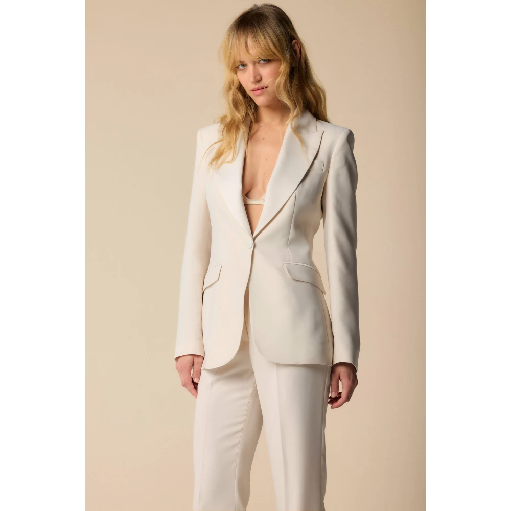 Kocca Elegant Ivory Single-Button Suit Jacket White Dames