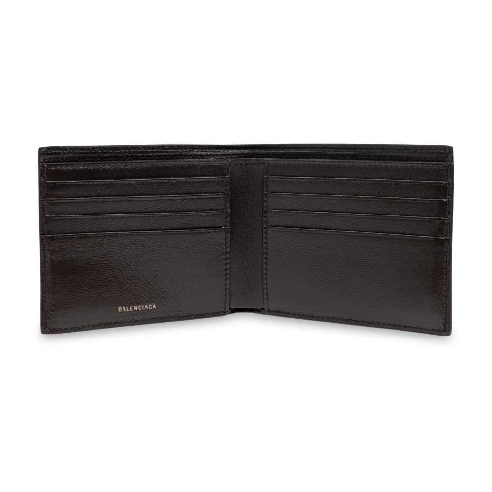 Balenciaga Leren portemonnee met logo Brown Heren