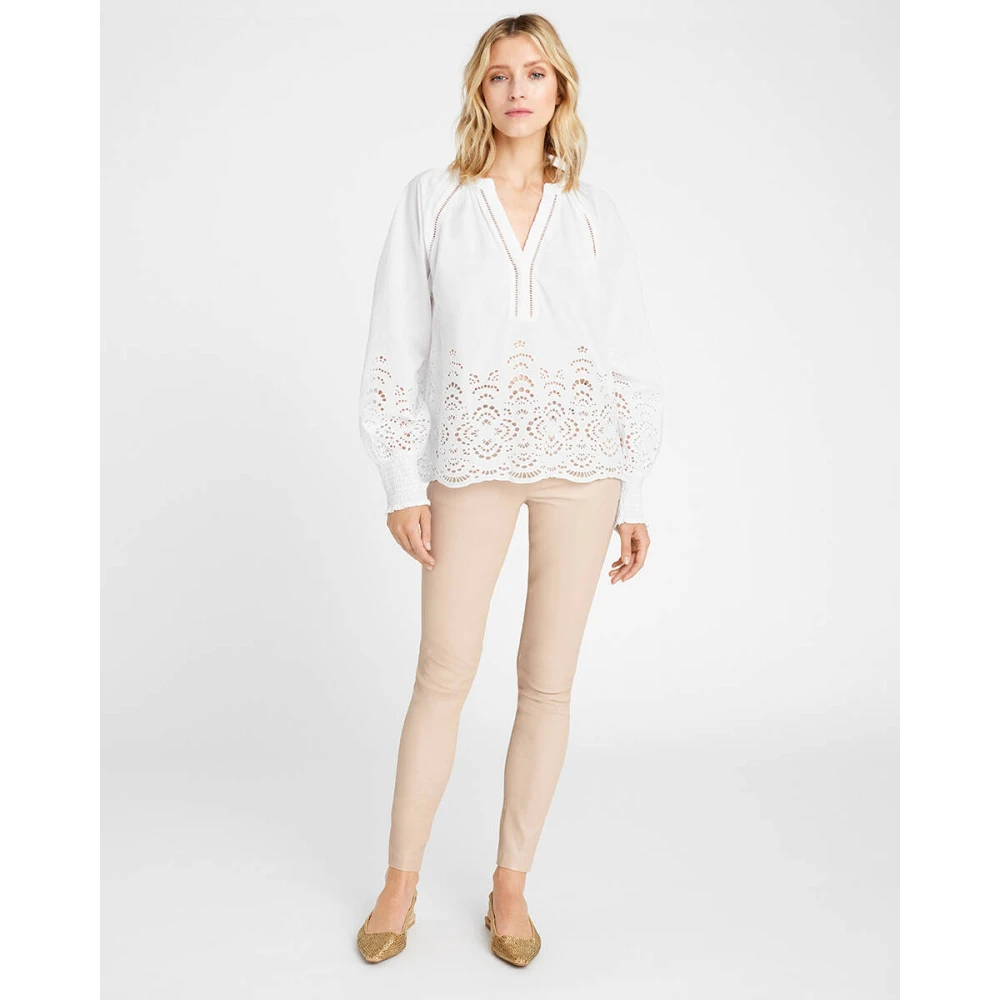 Gustav Stretch leren broek Beige Dames