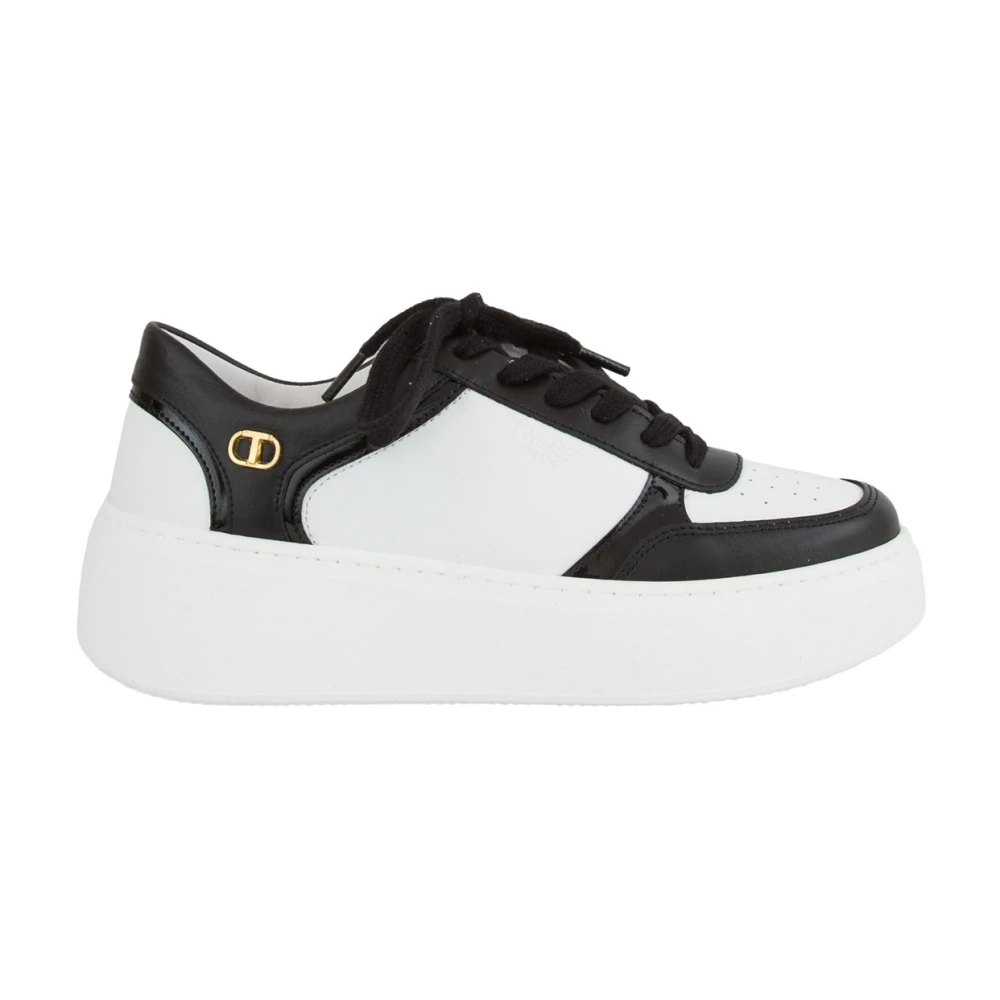 Twinset Bicolor leren lage sneakers Dames Schoenen Wit