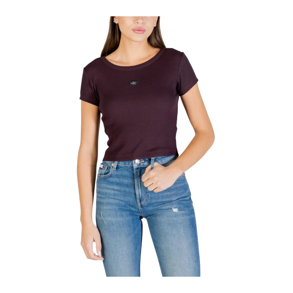 Calvin Klein Jeans Women's Brown T-Shirts, L, Short Sleeve Round Neck T-Shirt