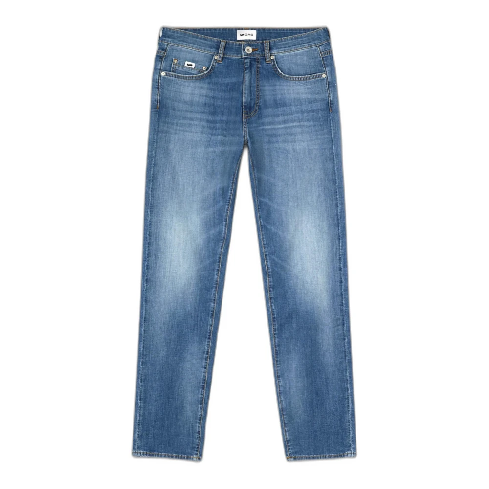 GAS Blauwe Rits Knoop Jeans Voor Achter Zakken Blue Heren