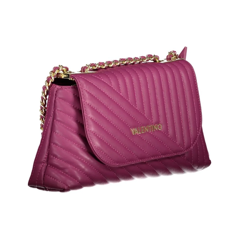 Valentino by Mario Valentino Stijlvolle Schoudertas met Ketting en Contrastdetails Purple Dames