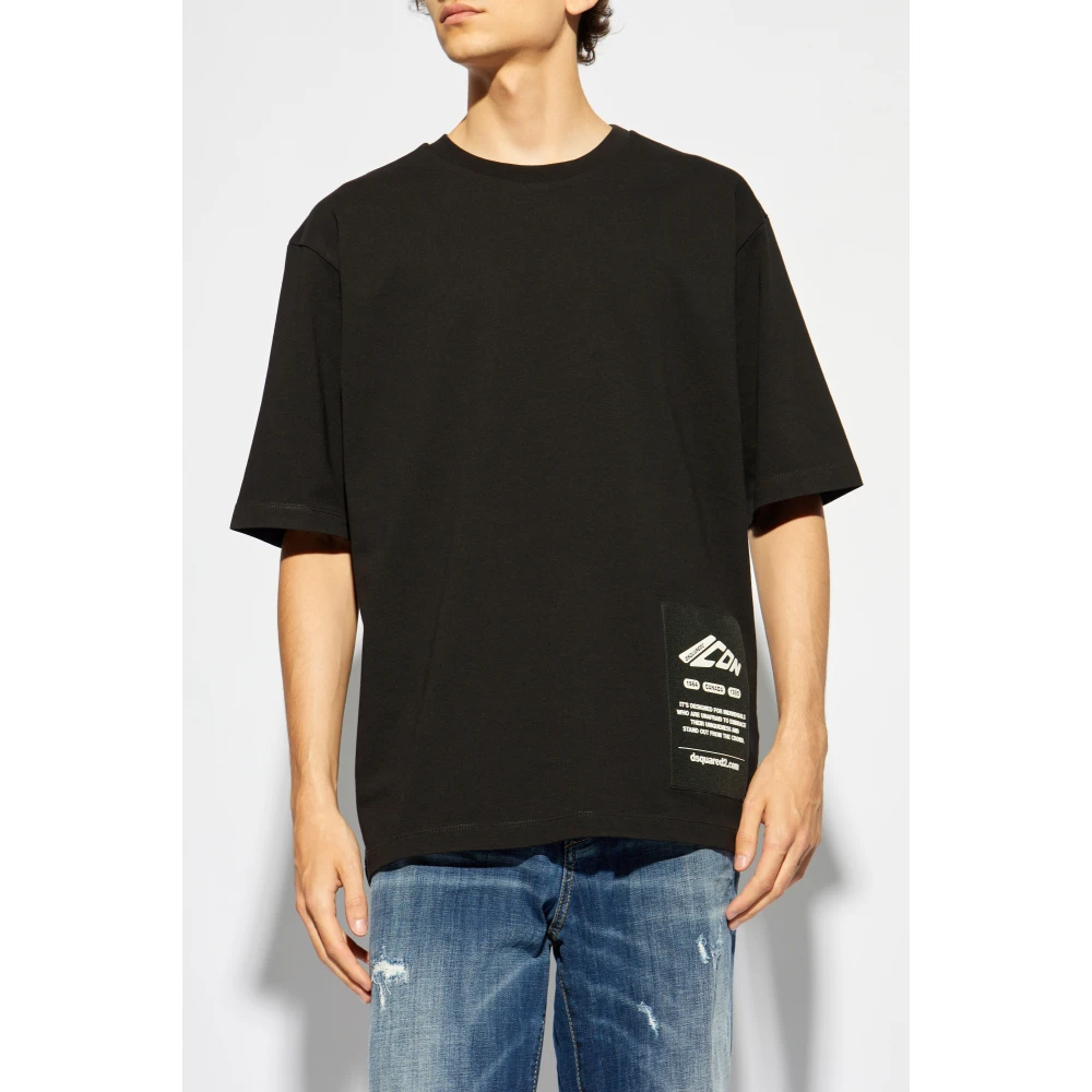 Dsquared2 T-shirt met logo patch Black Heren