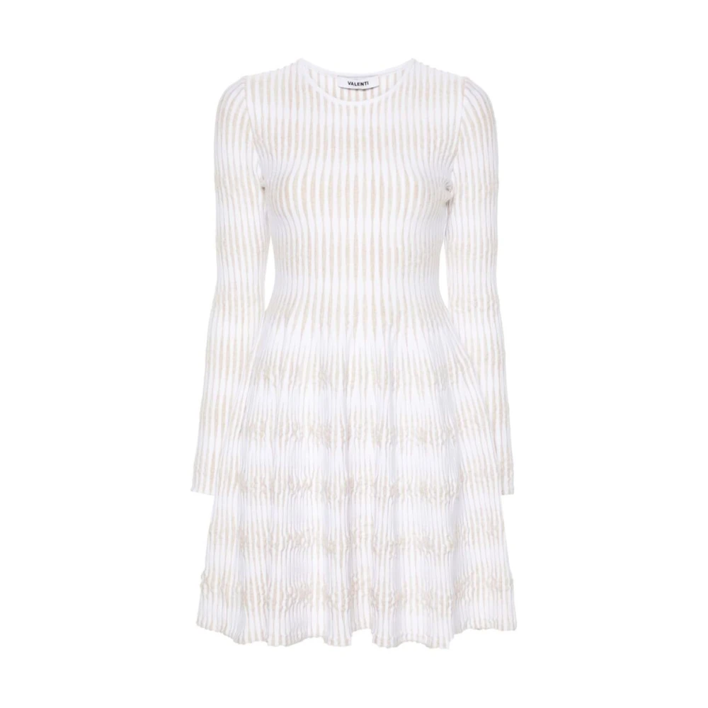 Antonino Valenti Metallic Draad Jacquard Gebreide Jurk White Dames