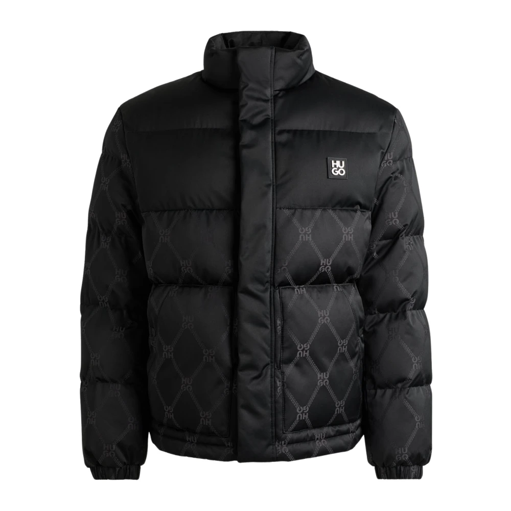 Hugo Boss Gewatteerde jas met jacquardmotief Black Heren