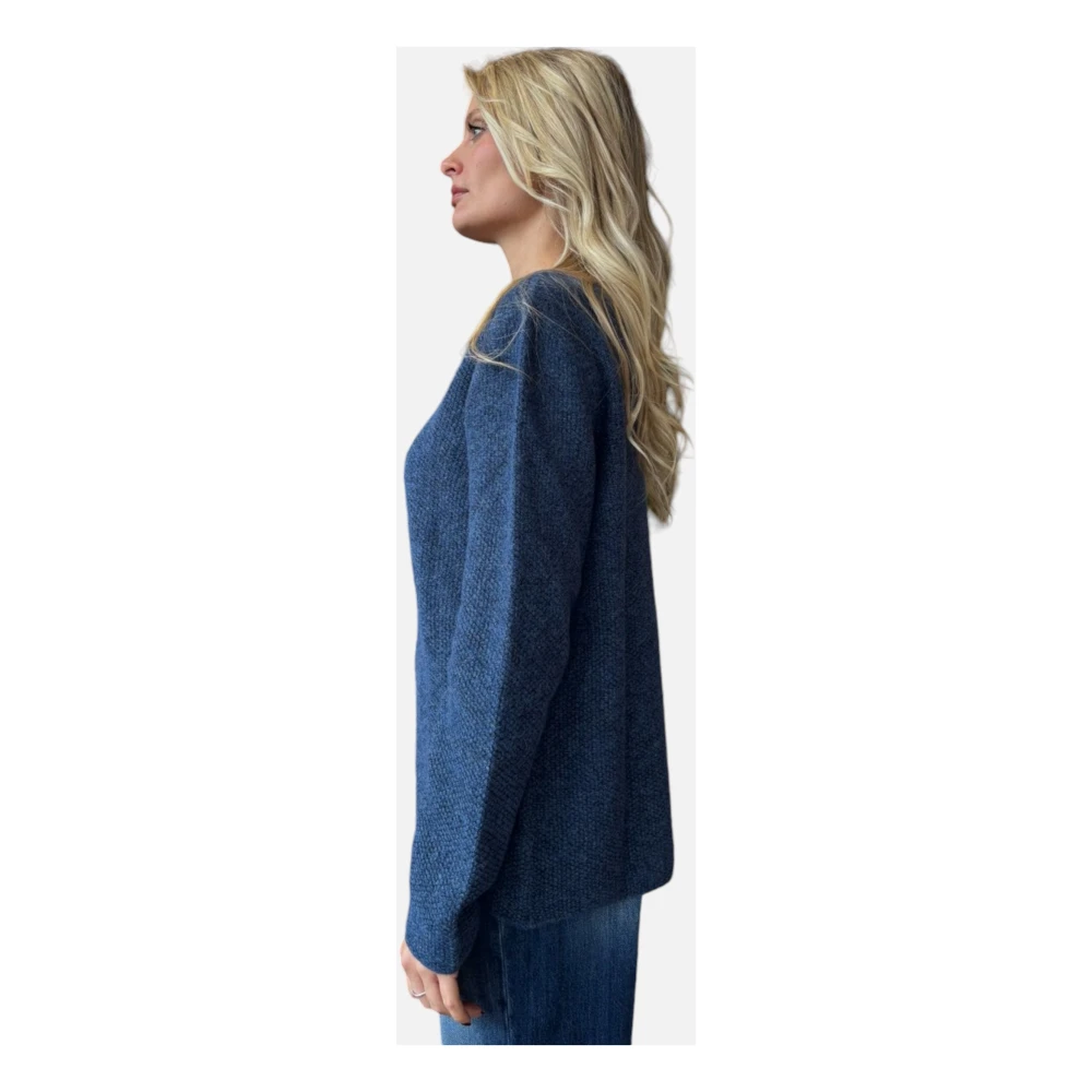 Gran Sasso Honeycomb Crewneck Sweaters Blue Dames