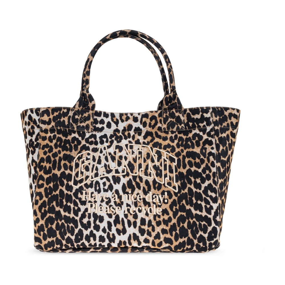 Ganni Donna Marrone Borsa A Spalla Shopper Exceptional