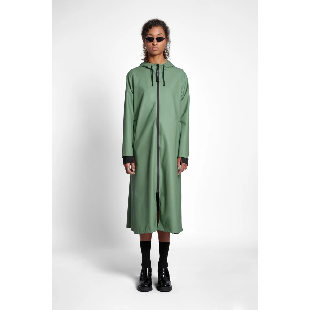 Stutterheim Lichtgewicht Rits Knielange Regenjas Green Dames