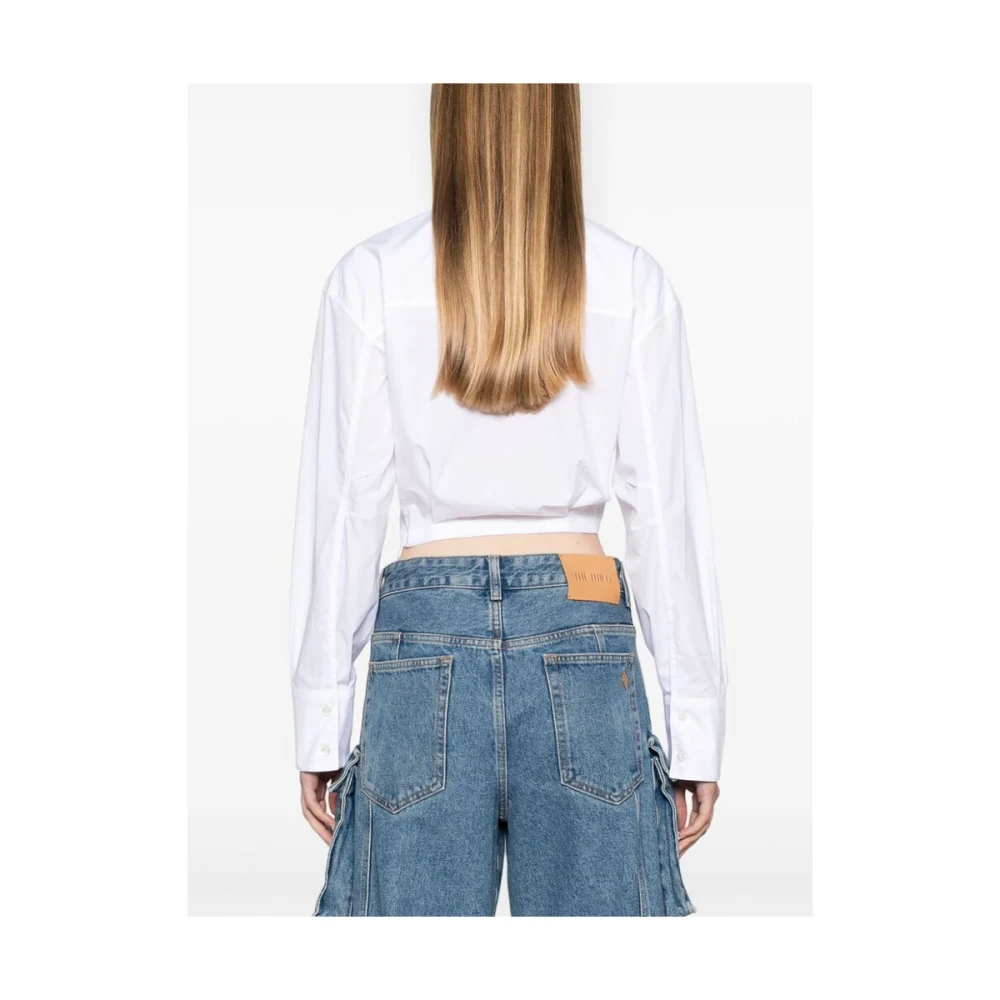 Moschino Witte Katoenen Overhemd met Gerimpelde Details White Dames