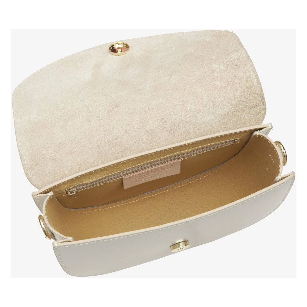 Estro Dames Crème Beige Schoudertas gemaakt van Italiaans Echt Leer Er00114771 Beige Dames