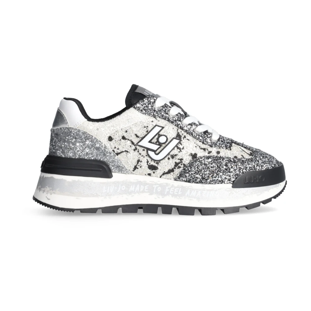 Liu Jo Women's Gray Sneakers, 6 Uk, Glitter High Sole Trainers