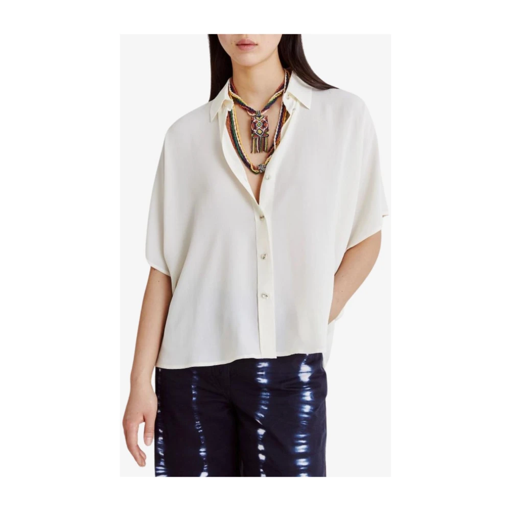 Momoni Zijden Shirt Brooklyn Stijl Beige Dames