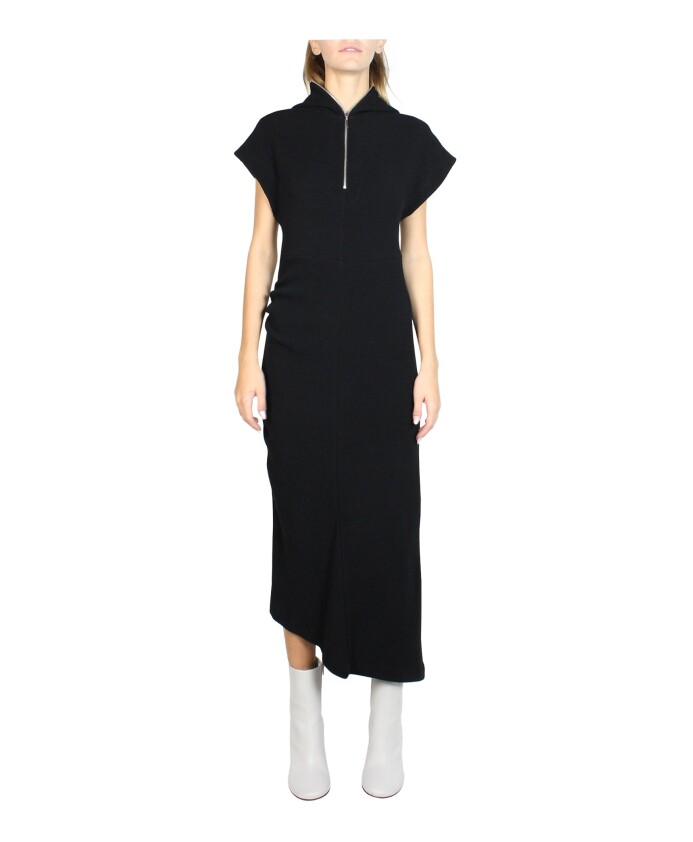 robe-midi-noire-a-manches-courtes