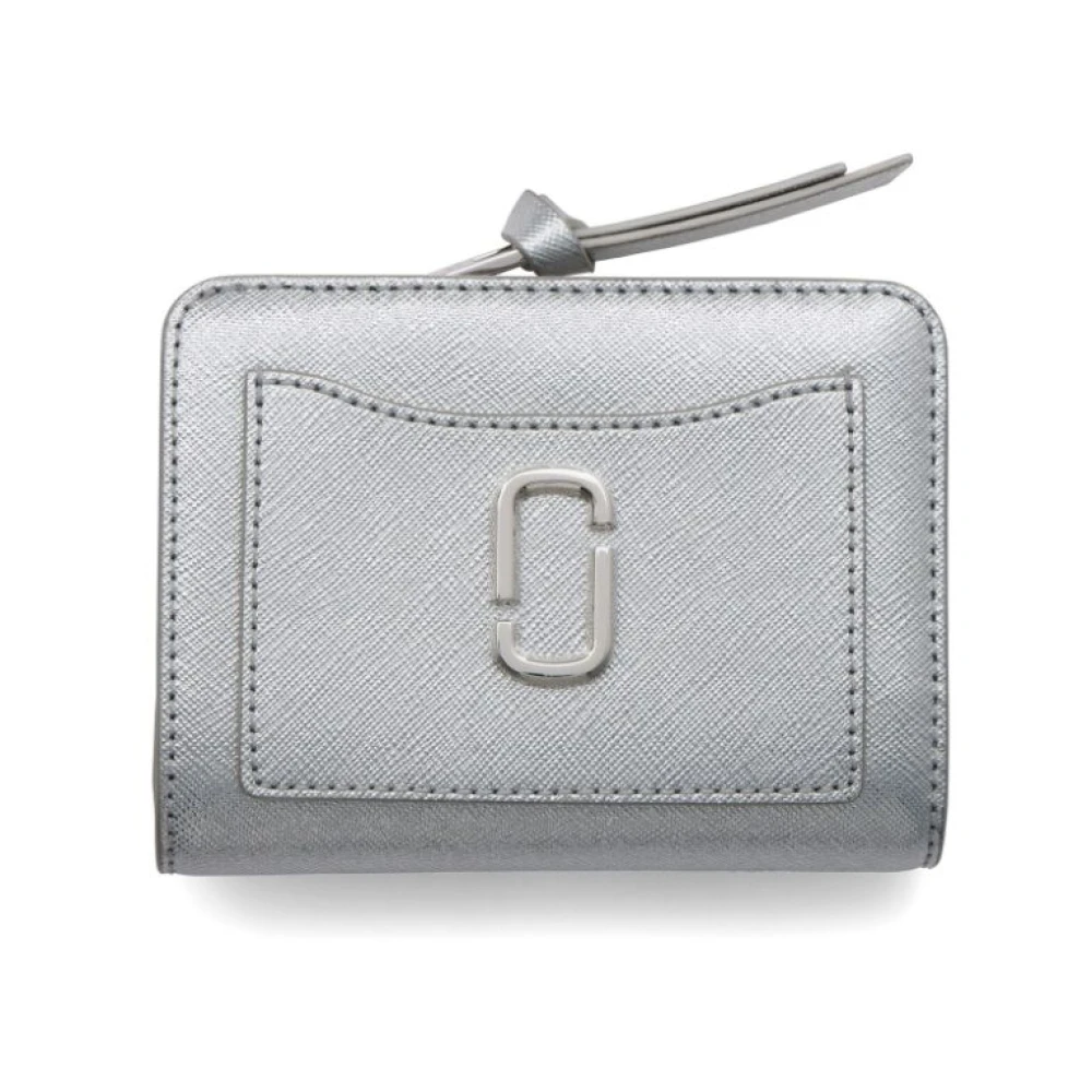 Marc Jacobs Leren Logo Bi-Fold Tas Gray Dames