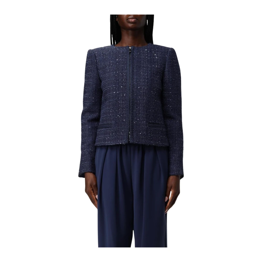 Emporio Armani Women's Blue Tweed Jacket