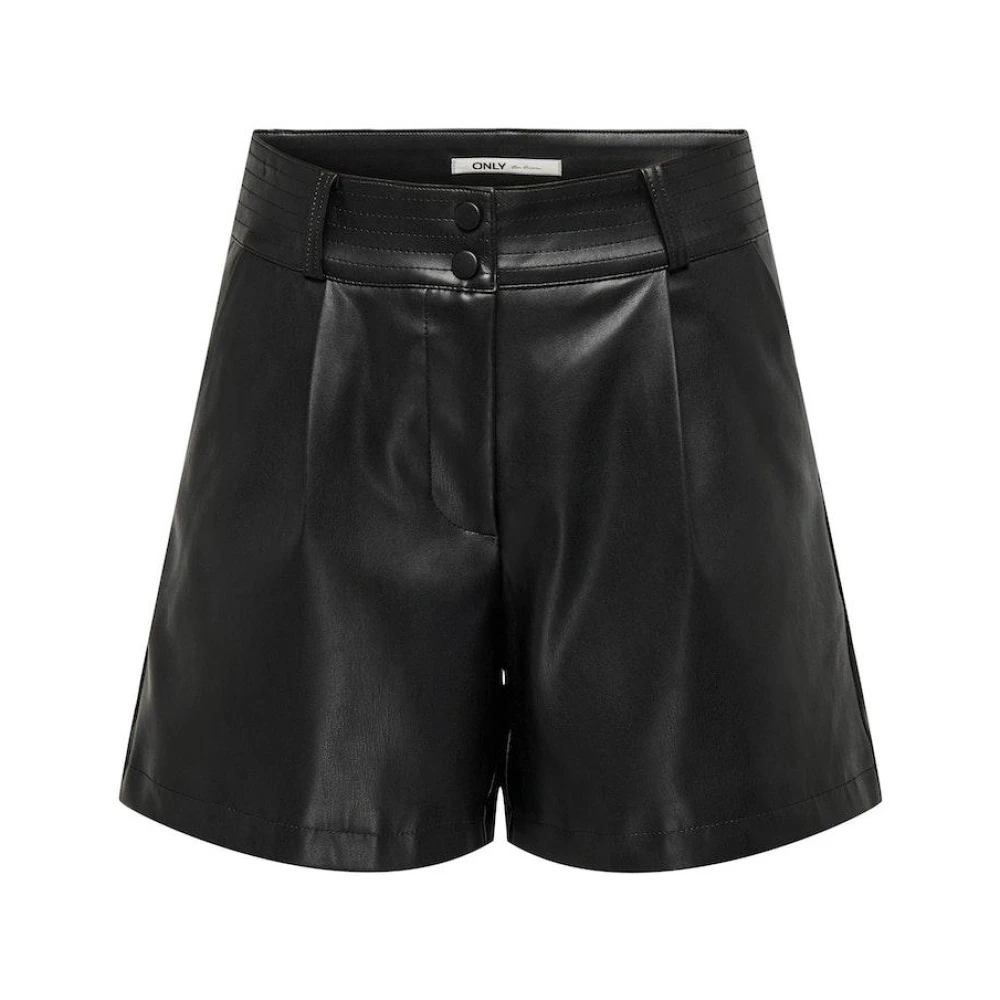 Only Imitatieleren Shorts in Zwart Black Dames