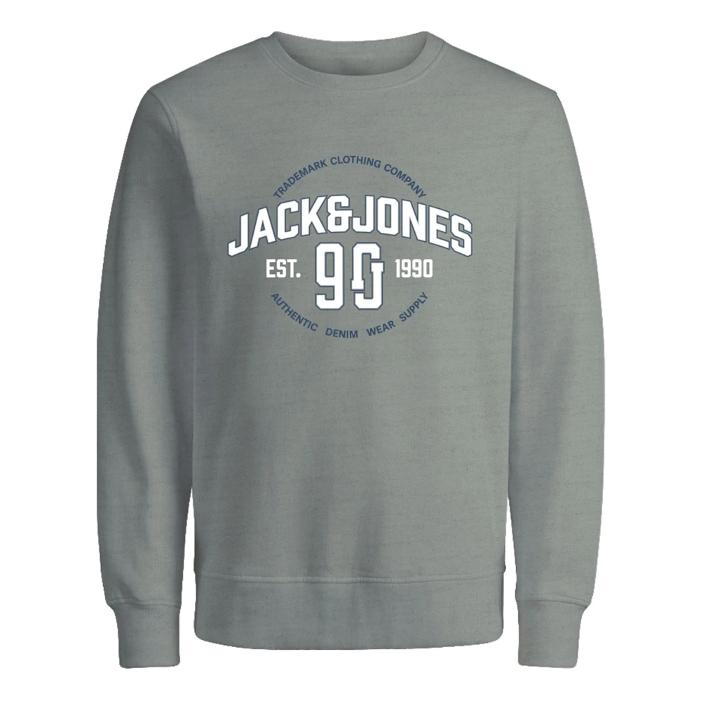 Jack & jones JUNIOR sweater JJMINDS met logo licht saliegroen Logo 152