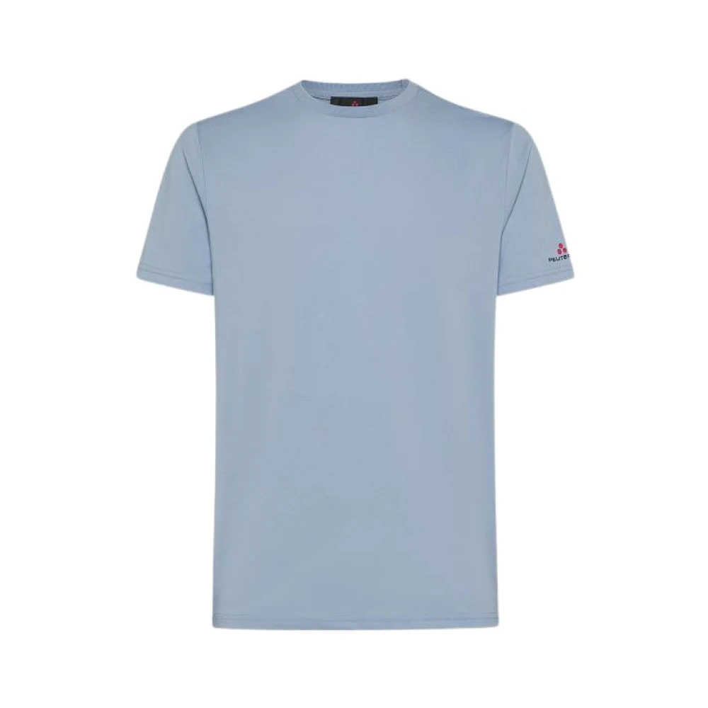 Peuterey Blauw Gebreid Heren T-Shirt met Logo Blue Heren