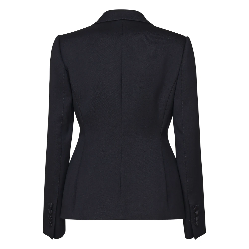 Dolce & Gabbana Zwarte Tuxedo Jas Peak Revers Black Dames