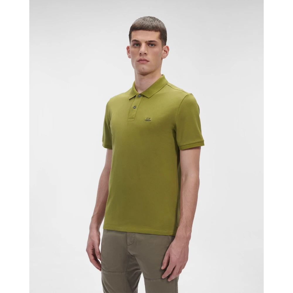 C.P. Company Slim Fit Logo Polo in Groen Mos Green Heren