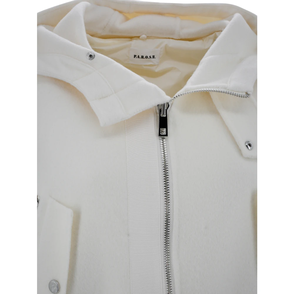 P.a.r.o.s.h. Crème Hoodie met rits en zakken Beige Dames