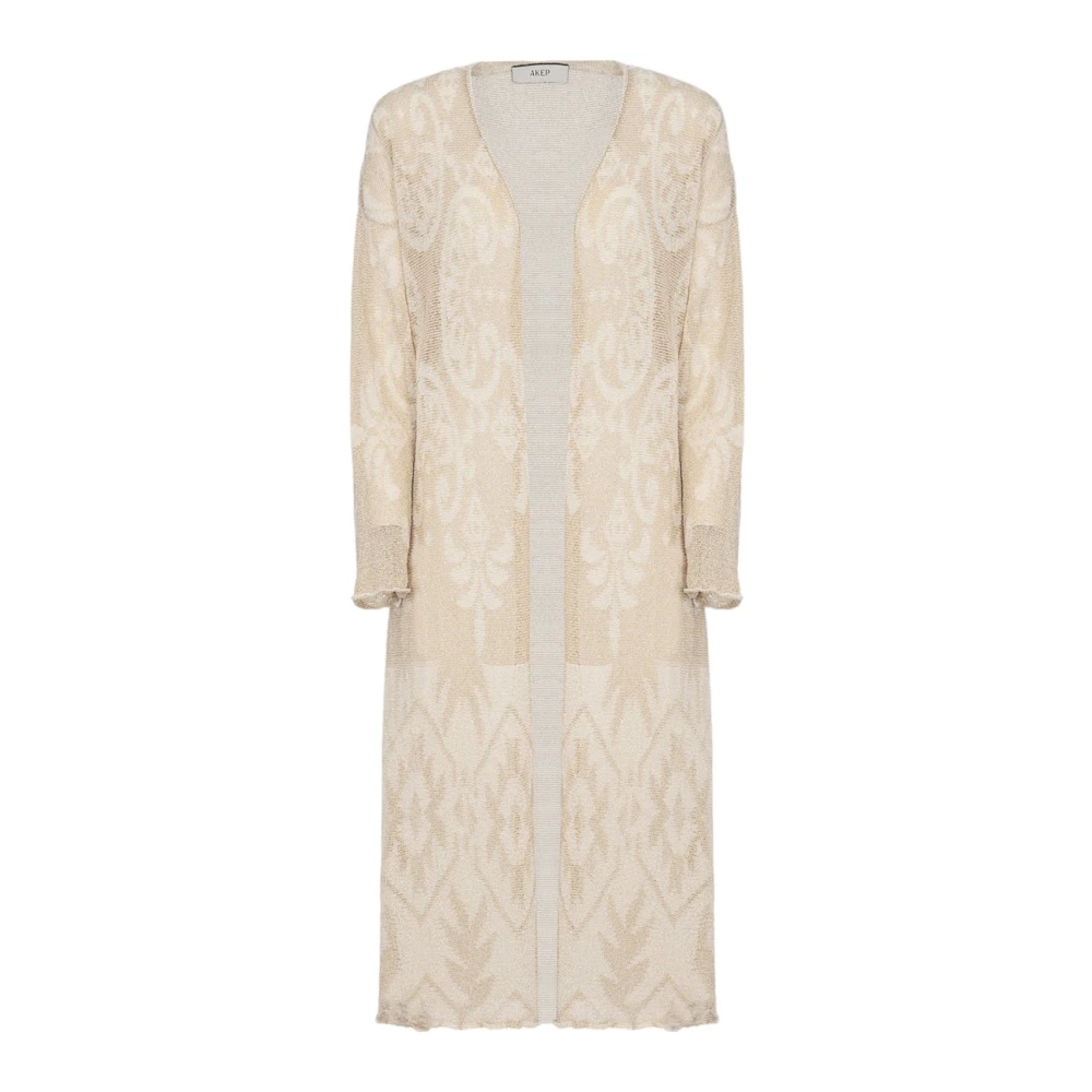 Akep Women's Beige Long Knitwear, M, Jumper Collection