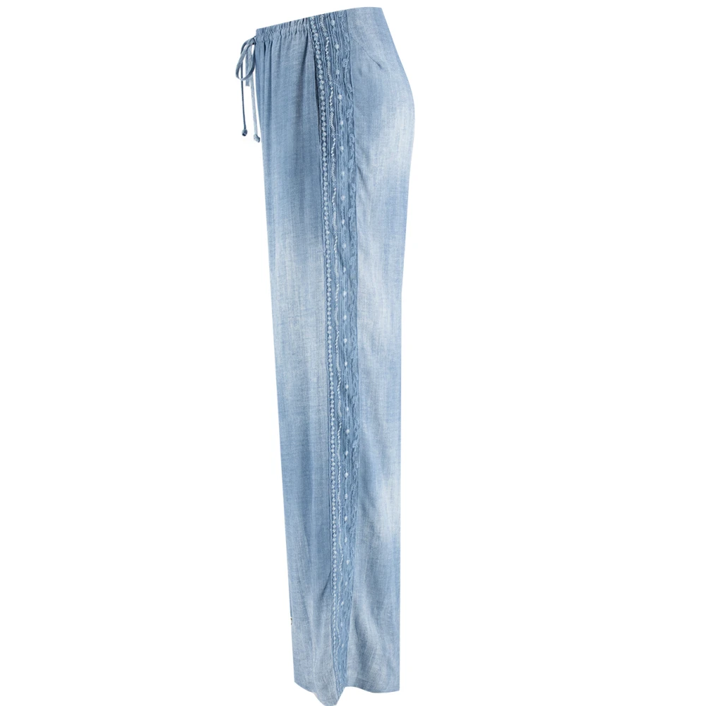 Ermanno Scervino Vintage Jeans Print Viscose Broek Blue Dames