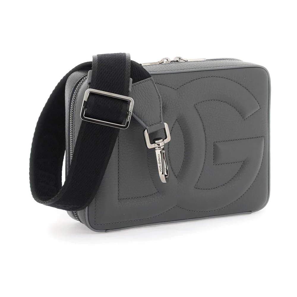 Dolce & Gabbana Gewatteerde DG Logo Leren Cameratas Gray Heren