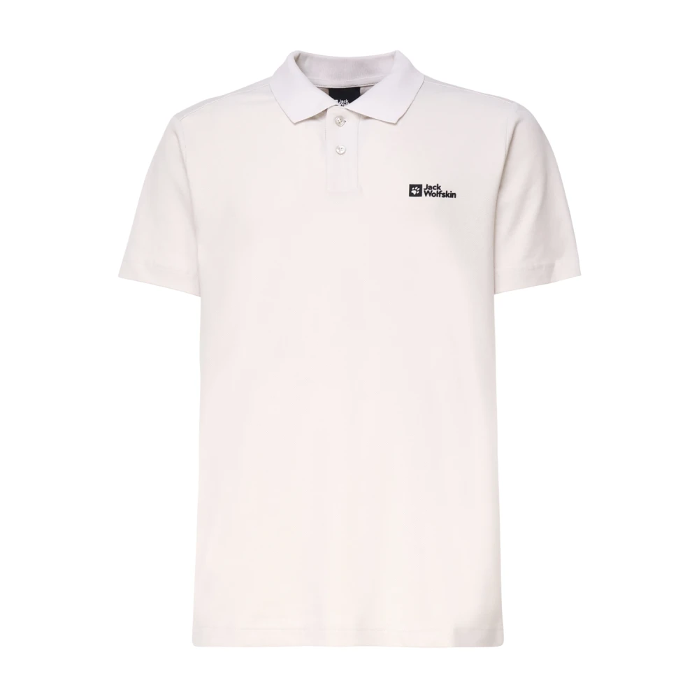 Jack Wolfskin Witte Katoenen Poloshirt Geribbelde Kraag White Heren
