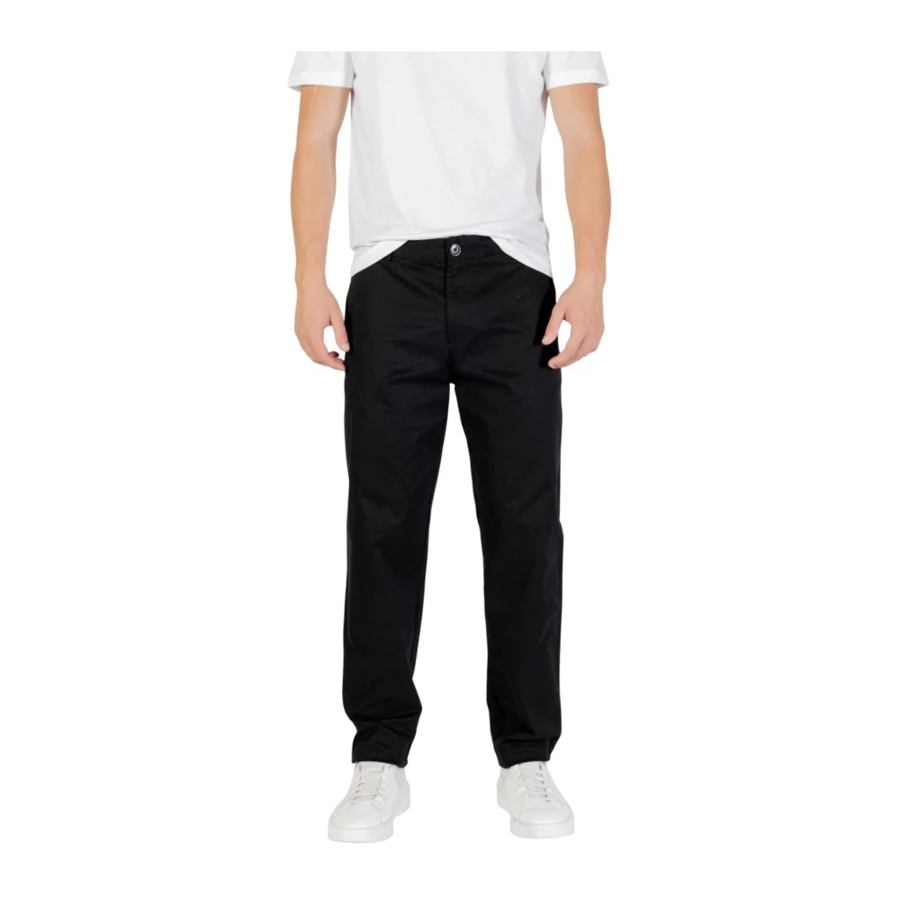 Armani Exchange Herr Svart Byxor W32, Bomull, Cotton Blend Stretch Byxor