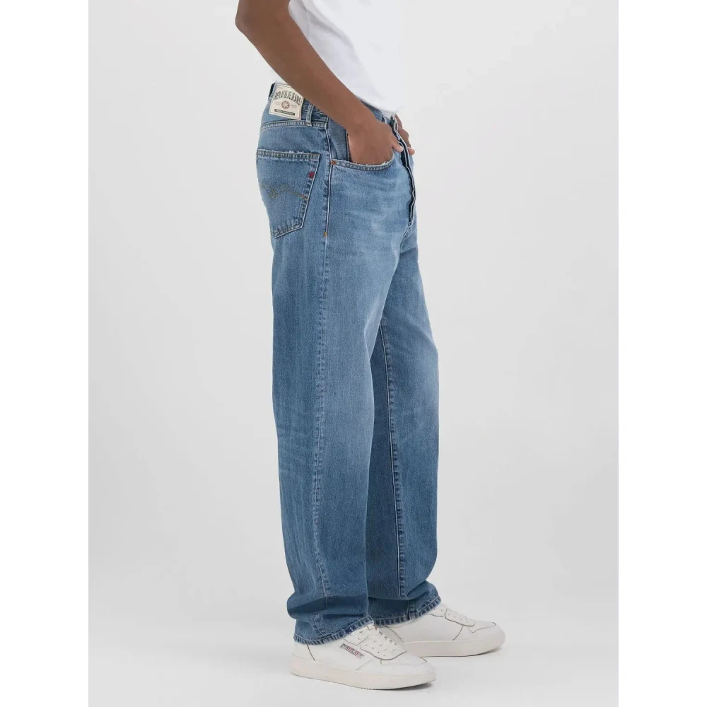 Replay Straight Cut Denim Jeans Blue Heren