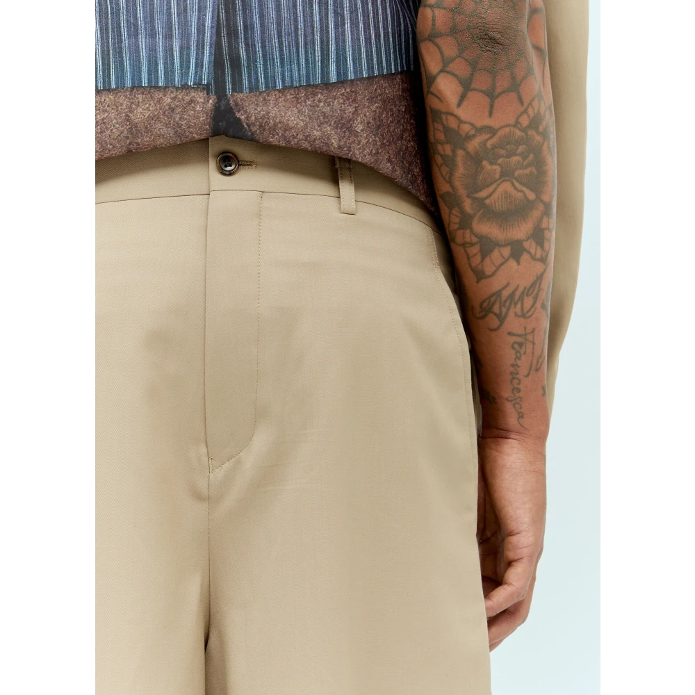 Comme des Garçons Wool Twill Double-Front Bermuda Shorts Beige Heren